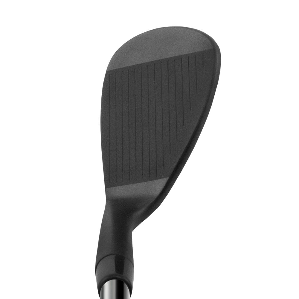 Inazone Shadow 2.0 CNC spin wedge head in dark gunmetal finish, upright face view, showing the full CNC milled spin grooves from heel to toe.