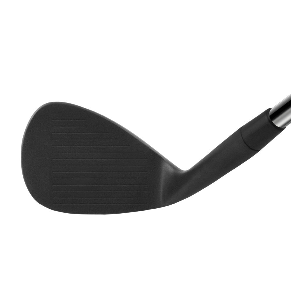 Inazone Shadow 2.0 CNC spin wedge head in dark gunmetal finish, face view at address, showing the grooved face, leading edge and topline.