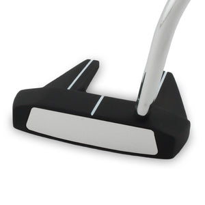 Front view of the Inazone Armbar putter's milled aluminum face insert