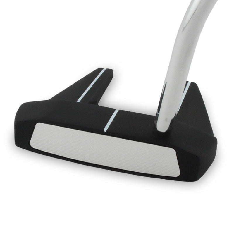 Front view of the Inazone Armbar putter's milled aluminum face insert