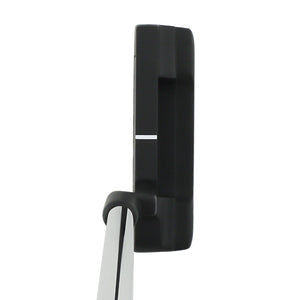 Inazone Blade putter head in black viewed from above at address, showing the white sight line