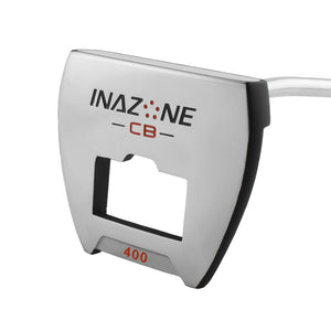 Sole of the Inazone CB 400 putter with Inazone CB 400 branding