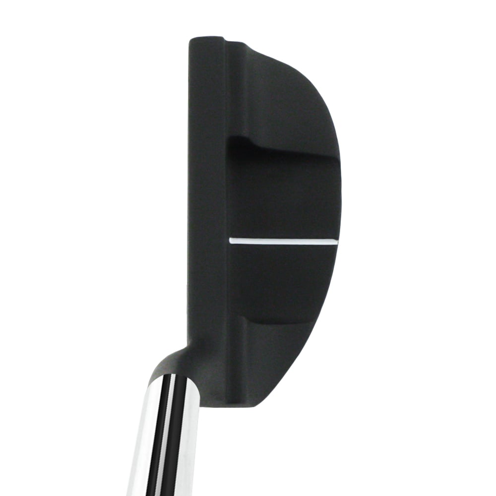 Inazone Mid Mallet putter head in black viewed from above at address, showing the white sight line