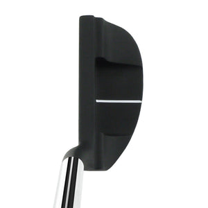 Inazone Mid Mallet putter head in black viewed from above at address, showing the white sight line