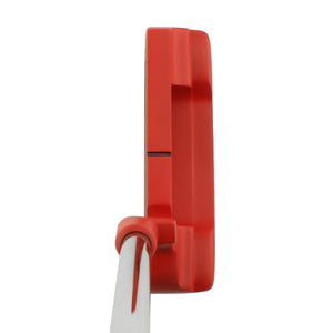 Inazone Blade putter head in red viewed from above at address, showing the sight line