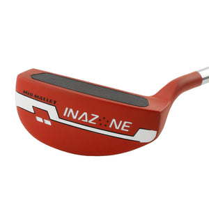 Inazone Mid Mallet putter sole in red with white Inazone branding