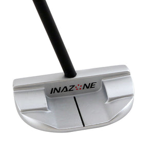 Back view of the Inazone C87 mallet putter head showing the Inazone badge and alignment line