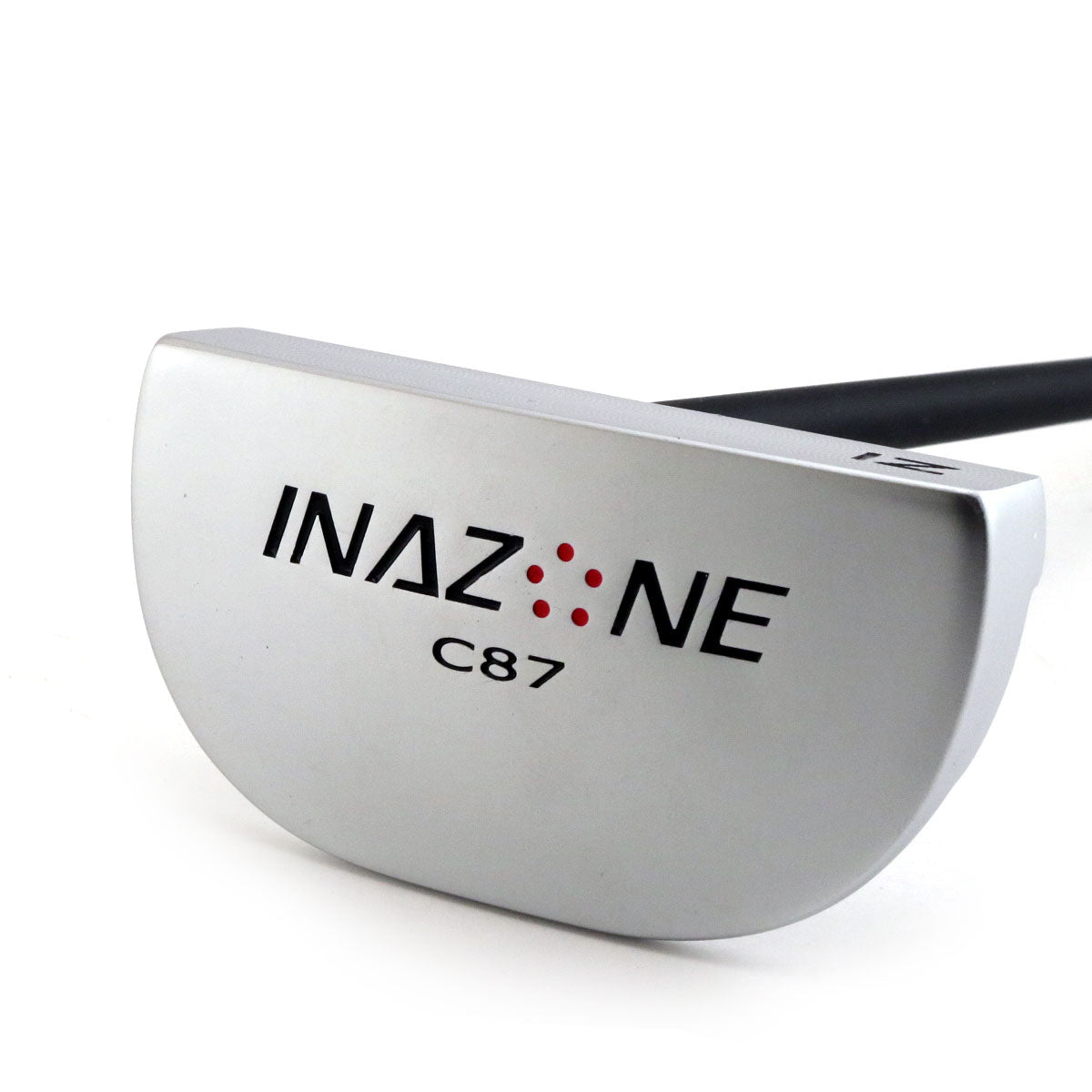 Sole of the Inazone C87 center shaft putter with Inazone C87 branding