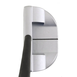 Inazone C87 center shaft putter seen from above at address, with the shaft entering the center of the head