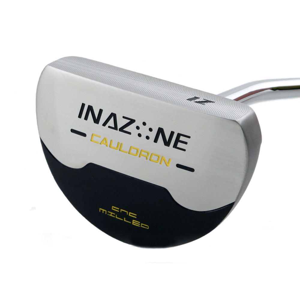Inazone Cauldron mallet putter sole in matte gray with Inazone branding