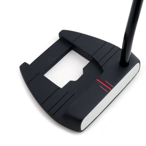 Elevated view of the black Inazone CB 400 mallet head with rear rails and graphite shaft