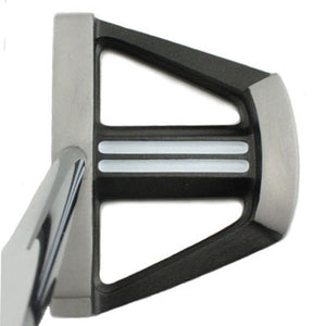 Inazone Hefty mallet putter seen from above at address with twin white sight lines