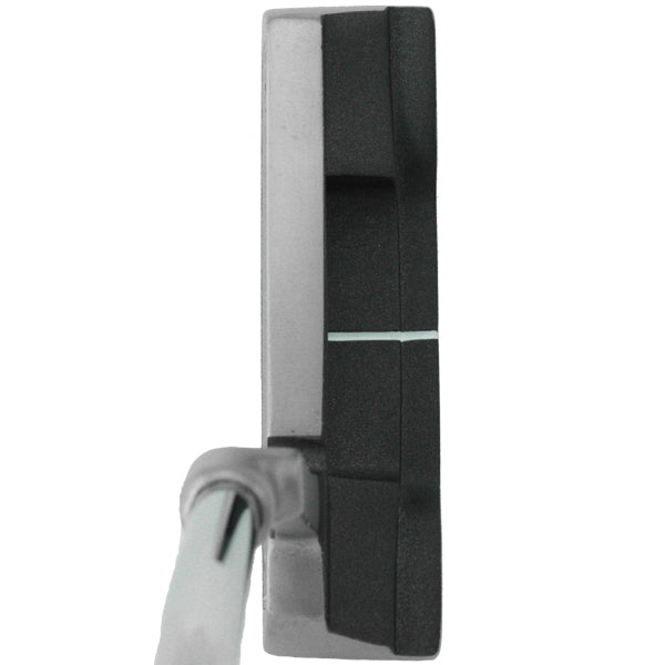 Inazone SCX blade putter head in gray viewed from above at address, showing the single sight line