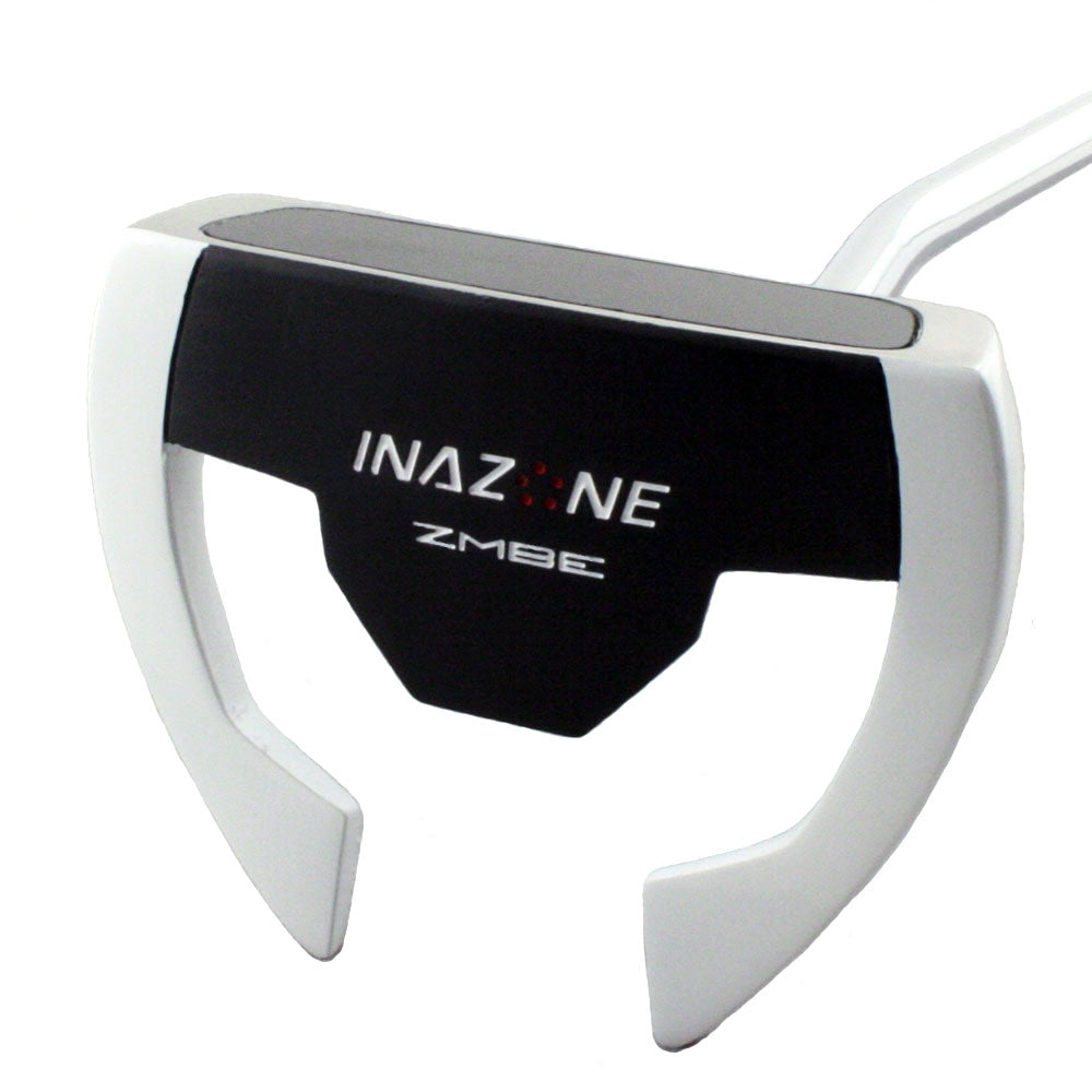 Inazone ZMBE mallet putter sole in black and white with Inazone ZMBE branding