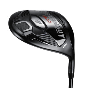Juggernaut Max Draw driver shown at a three-quarter angle, with a black crown and red and silver sole detailing