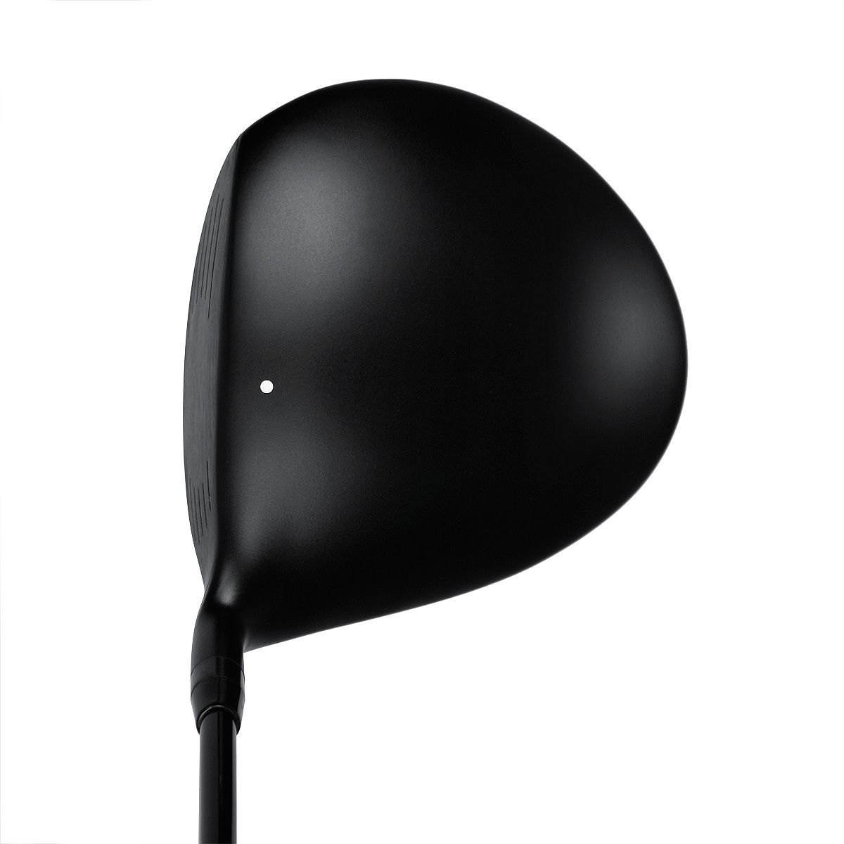 Juggernaut Max Draw driver crown viewed from above at address, a plain matte black head with a small alignment mark