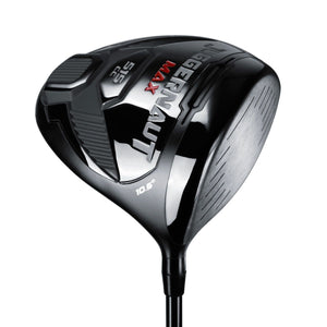 Juggernaut Max driver shown at a three-quarter angle, with a black and silver sole and dark crown