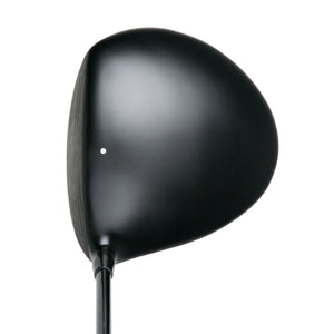 Juggernaut Max driver crown viewed from above at address, a plain matte black head with a small alignment mark