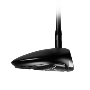 Juggernaut Max fairway wood seen from the toe, showing the shallow black head profile