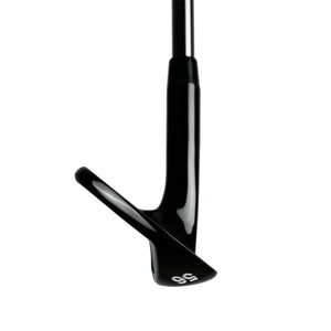Juggernaut Max full face wedge head in black finish, toe view, showing the blade profile and sole grind from the toe side.