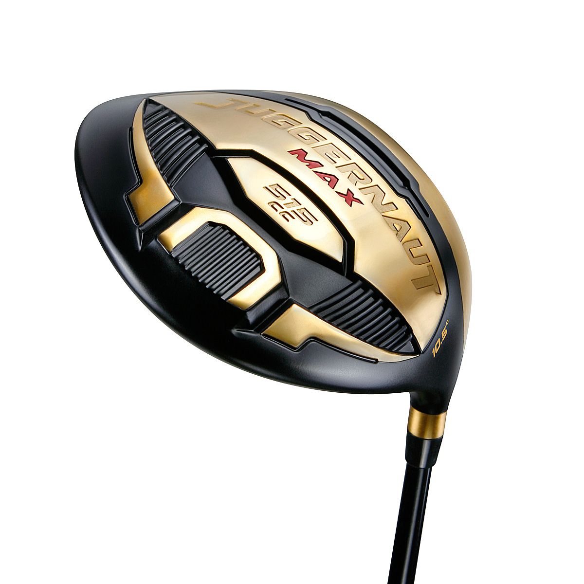 Juggernaut Max Gold driver sole in gold and black with Juggernaut Max branding and a carbon-look panel