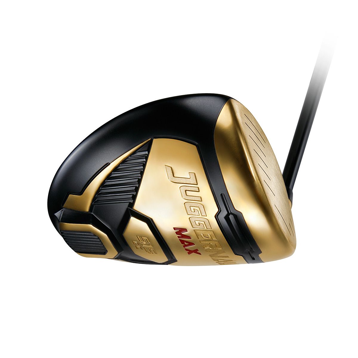 Juggernaut Max Gold driver seen from the toe, showing the gold sole detailing and black crown