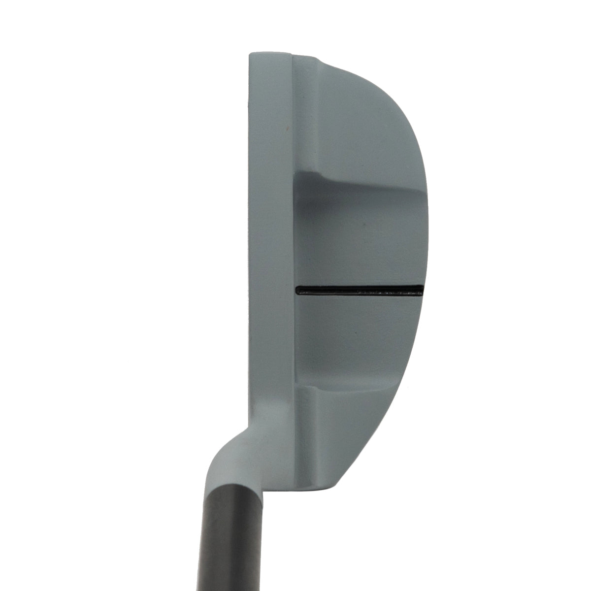 Inazone Mid Mallet putter head in gray viewed from above at address, showing the black sight line