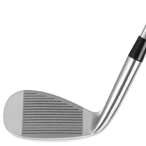 Professional Open 690 wedge clubhead viewed at address, showing the satin topline and grooved face