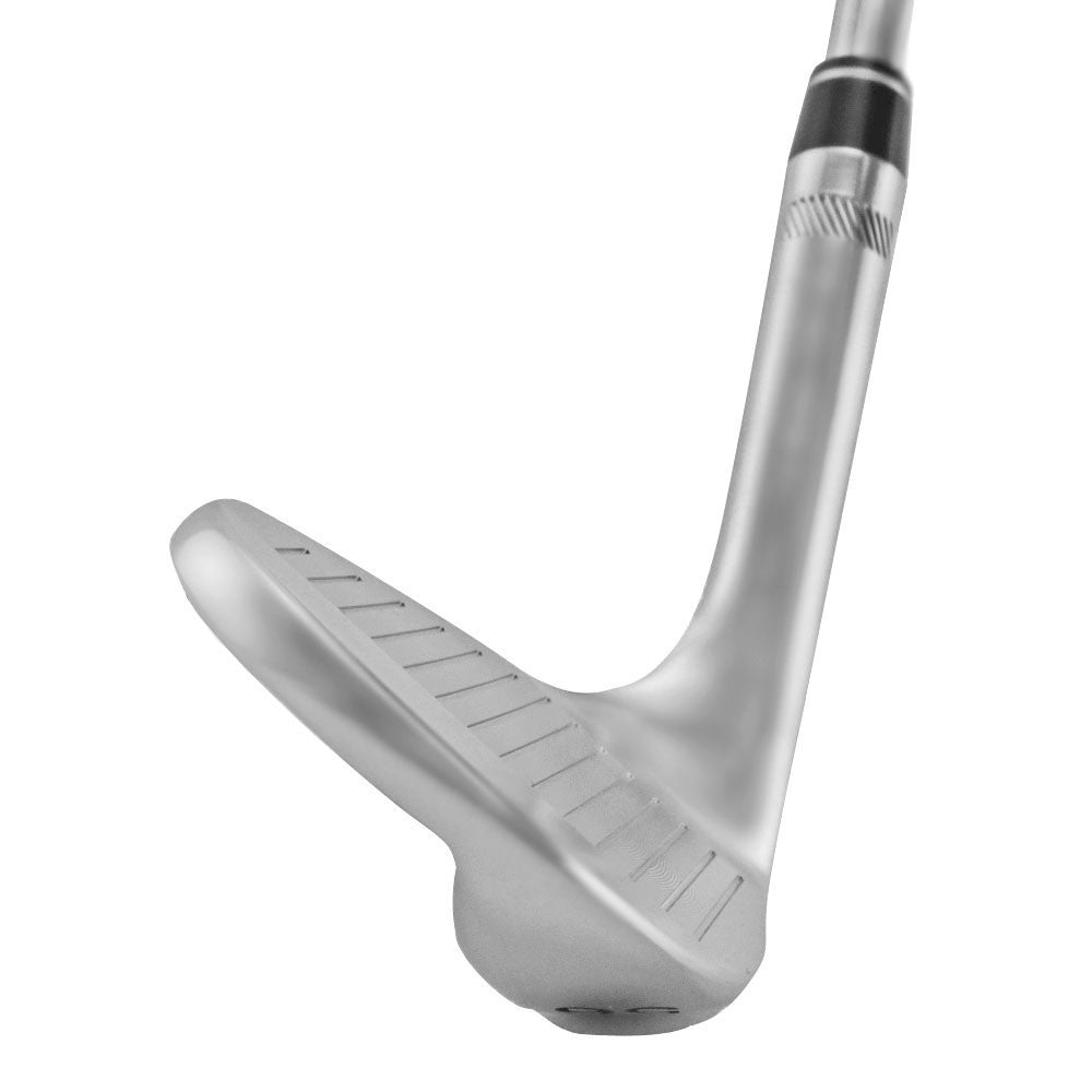 SMT 0743 forged CNC milled wedge head, toe view, showing the blade profile and sole grind from the toe side.