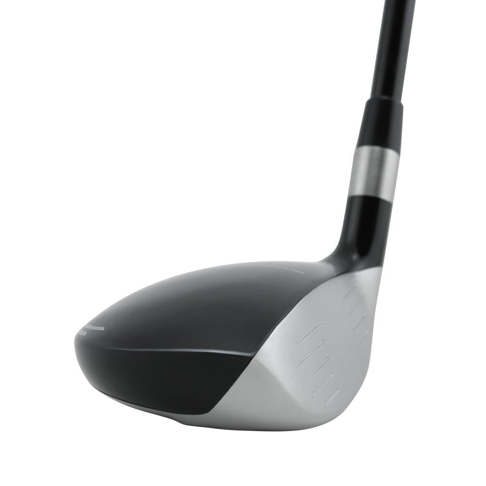 SMT 3391 hybrid clubhead seen from the toe, with a black crown and a grooved silver face