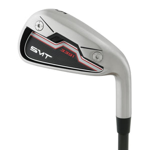 SMT 3391 iron clubhead viewed from behind, with a satin cavity back carrying SMT 3391 branding and red accents
