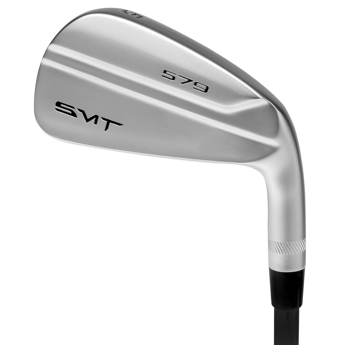 SMT 579 satin iron clubhead viewed from behind, with a brushed satin cavity back carrying SMT and 579 lettering