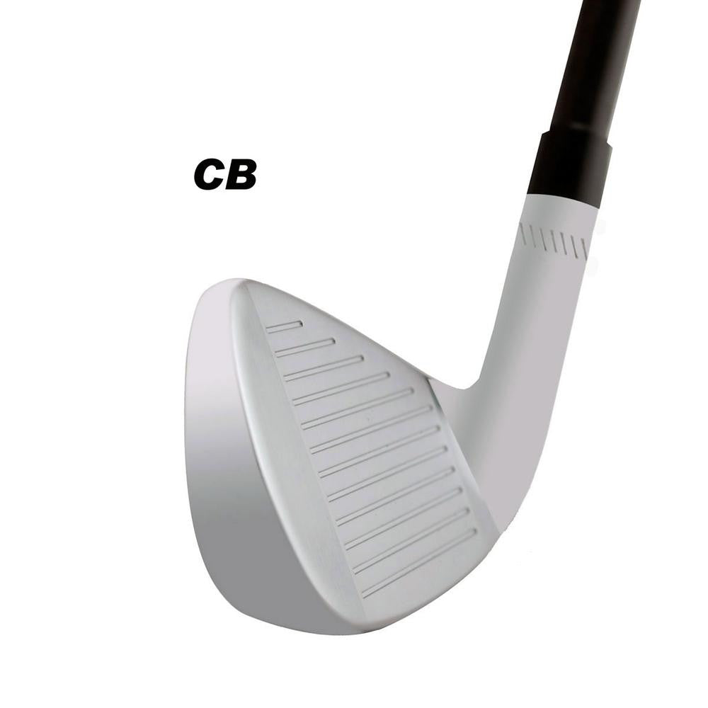 SMT CB-3 forged iron clubhead viewed down the toe, labelled CB, showing the chrome sole profile