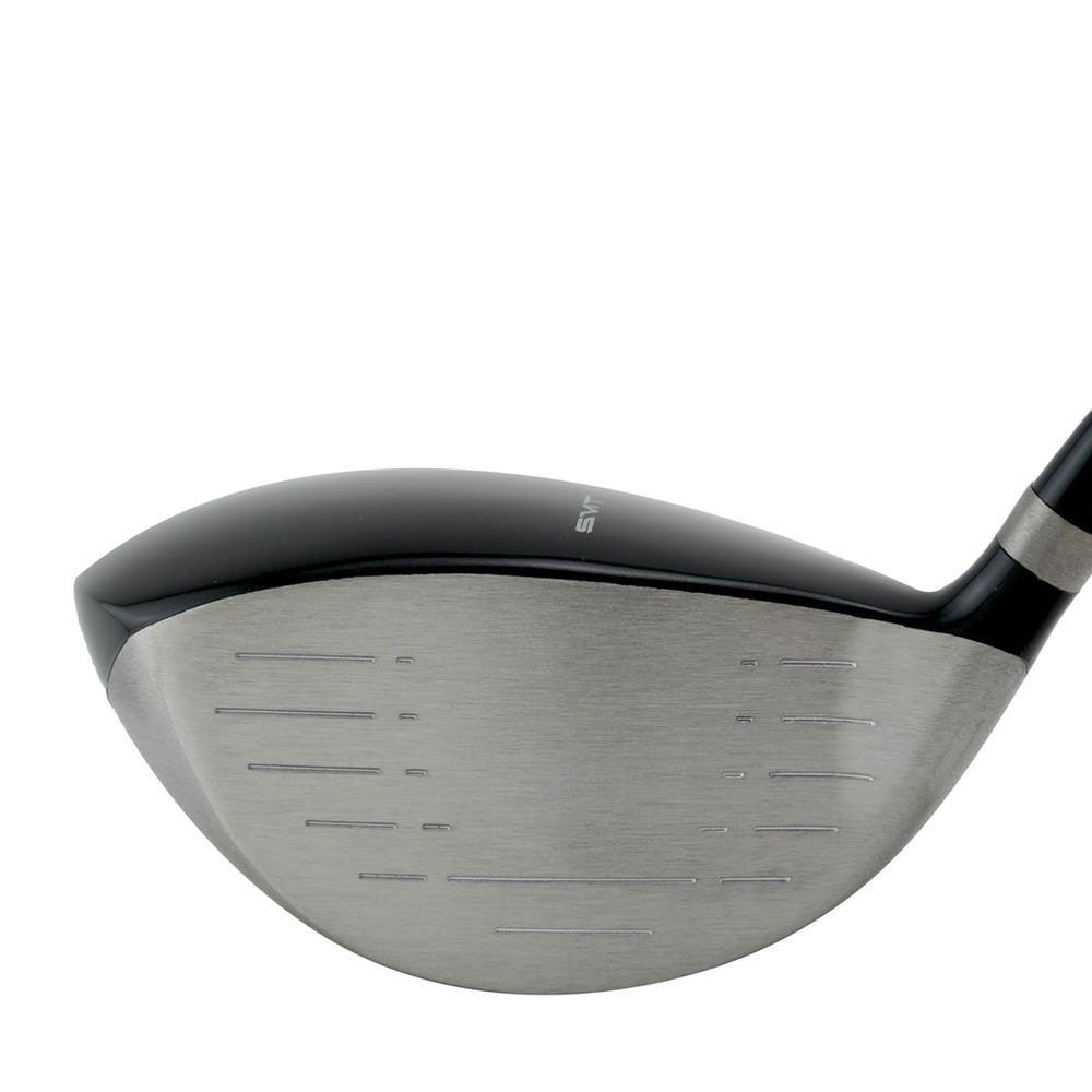 SMT Indio Offset Anti-Slice driver head, face view, showing the face with horizontal scoring lines above the silver sole.