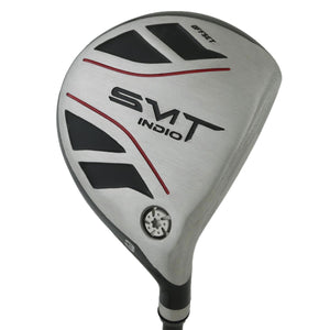 SMT Indio Offset Anti-Slice fairway wood head, sole view, showing the black and silver sole with the SMT Indio markings.
