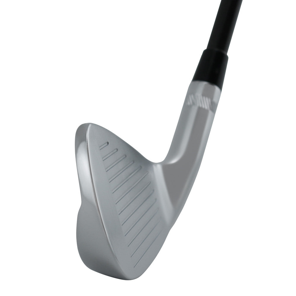 SMT MB-3 forged blade iron clubhead viewed down the toe, showing the chrome sole profile and thin topline