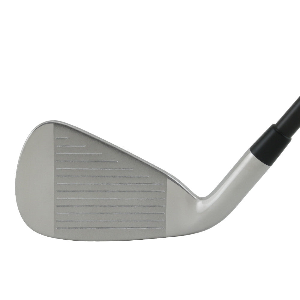 SMT Nemesis iron clubhead shown face-on at address, with a satin finish and a grooved hitting face