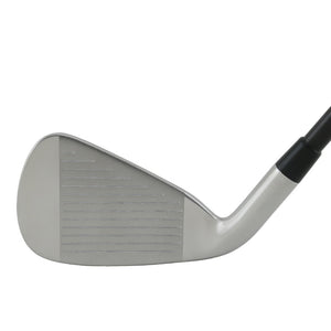 SMT Nemesis iron clubhead shown face-on at address, with a satin finish and a grooved hitting face