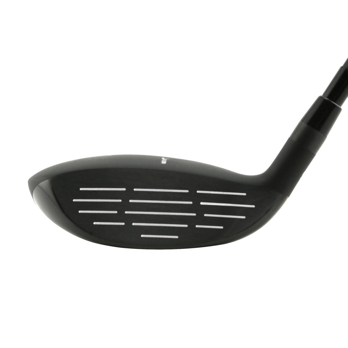 SMT V4 fairway wood head, face view, showing the shallow face with horizontal scoring lines.