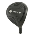 SMT V4 fairway wood head, sole view, showing the dark sole with the SMT badge and V4 markings.