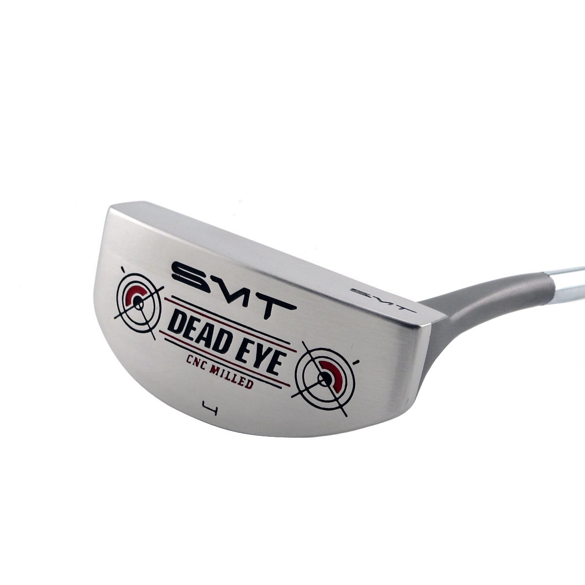 Sole of the SMT Dead Eye 4 mid mallet putter with SMT and Dead Eye target logos