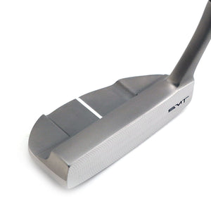 Elevated view of the SMT Dead Eye 4 stainless mid mallet head and alignment line