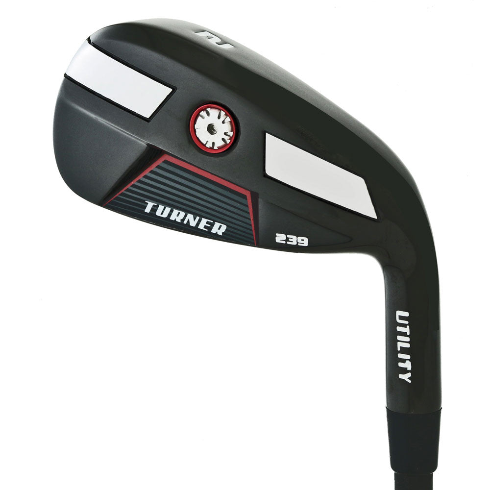Turner 239 utility iron head, back view, showing the hollow-body back with the Turner 239 badge and red accent.