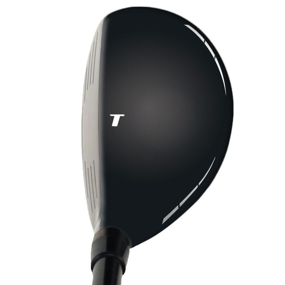 Turner S-1 hybrid head, crown view, showing the black crown with the white T alignment mark behind the topline.