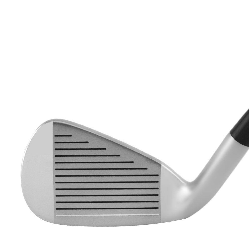 Turner S-1 iron clubhead shown face-on at address, with a satin finish and a grooved hitting face