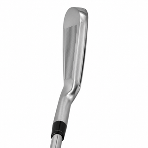 X-Force P550 iron clubhead standing upright with the toe pointing up, showing the full grooved satin face