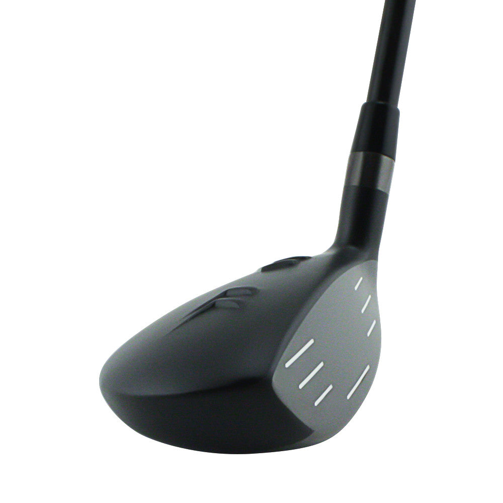 Z Force Z-55 hybrid clubhead seen from the toe, with a dark grey crown and a grooved face