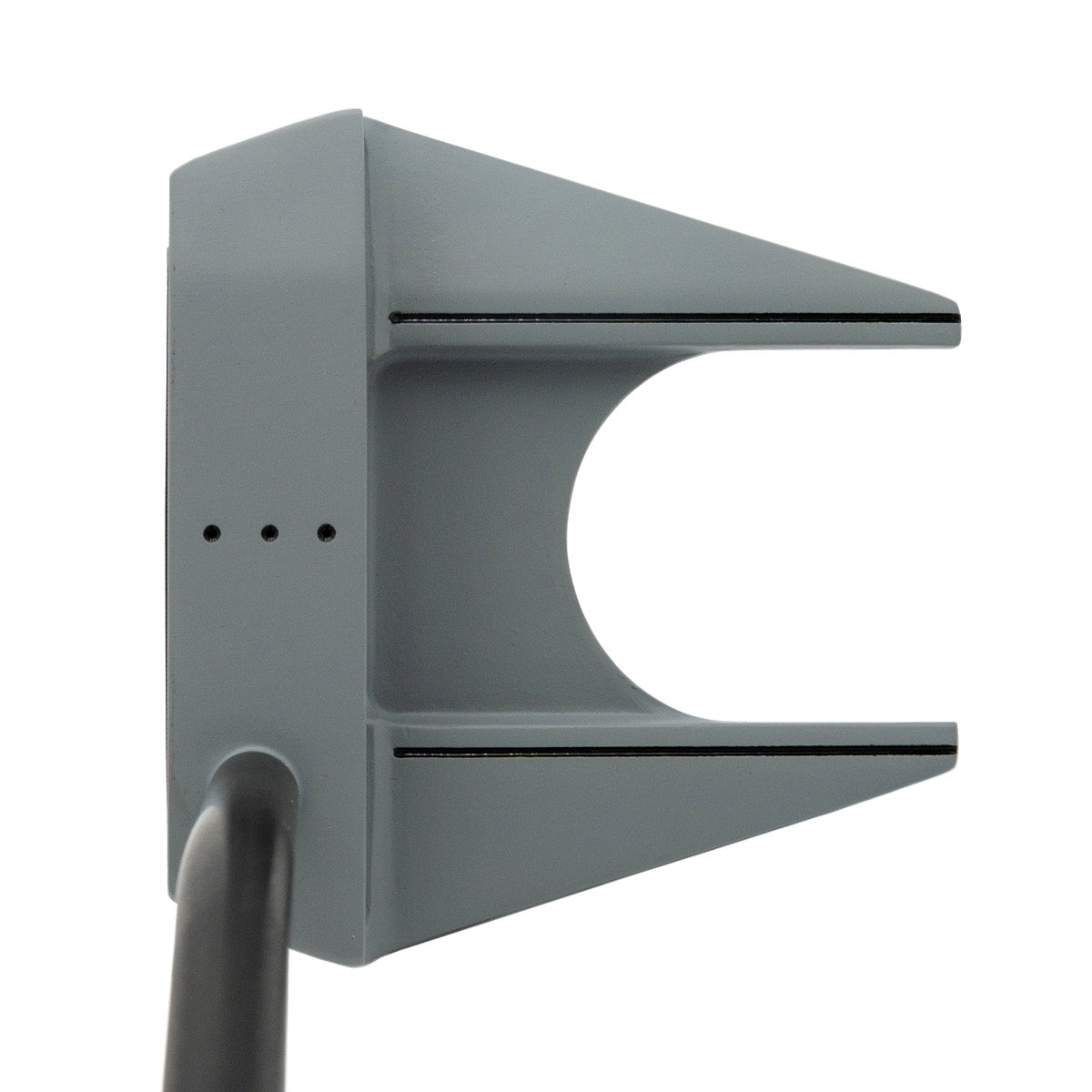 Inazone ZH Mallet putter head in gray viewed from above at address, showing black sight lines and alignment dots