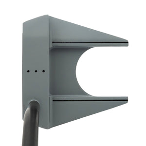 Inazone ZH Mallet putter head in gray viewed from above at address, showing black sight lines and alignment dots